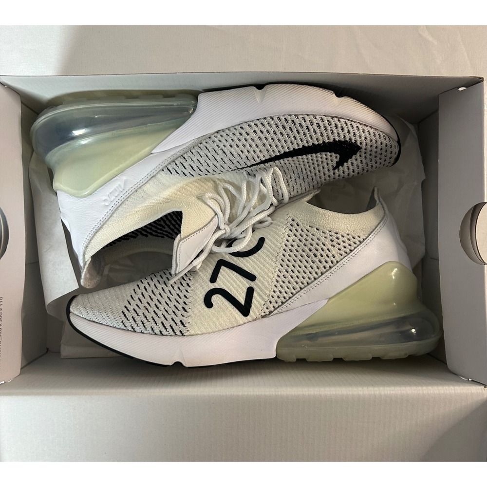 Nike Air Max 270 Flyknit White Black AH6803-100 Women's 8.5 Running Shoes - Picture 13 of 16